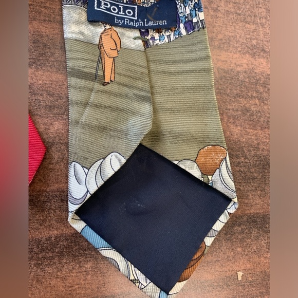 Vintage 90’s polo Ralph Lauren tie rare golf made by hand from pure silk red - Picture 11 of 11